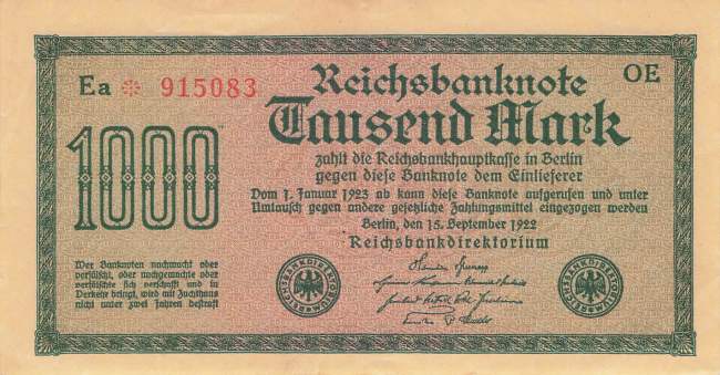 1000 Mark 1922 ro.75d OE XF